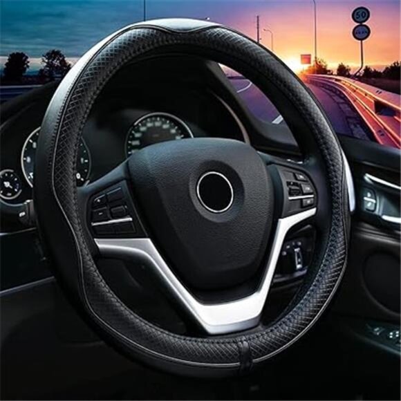 Steering Wheel Covers Universal 15 inch - Genuine Leather, Breathable, Anti Slip - Picture 7 of 7